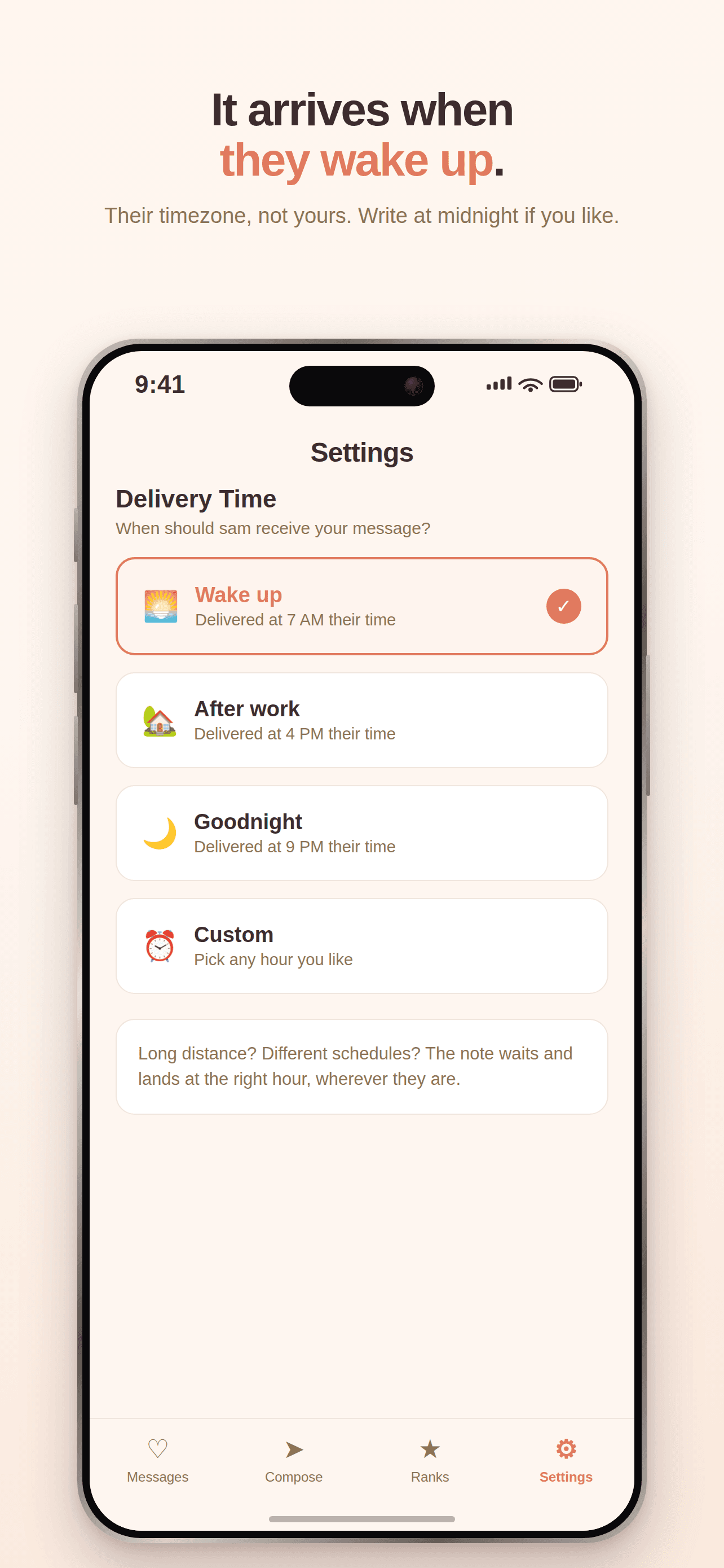 App Store screenshot 4: It arrives when they wake up
