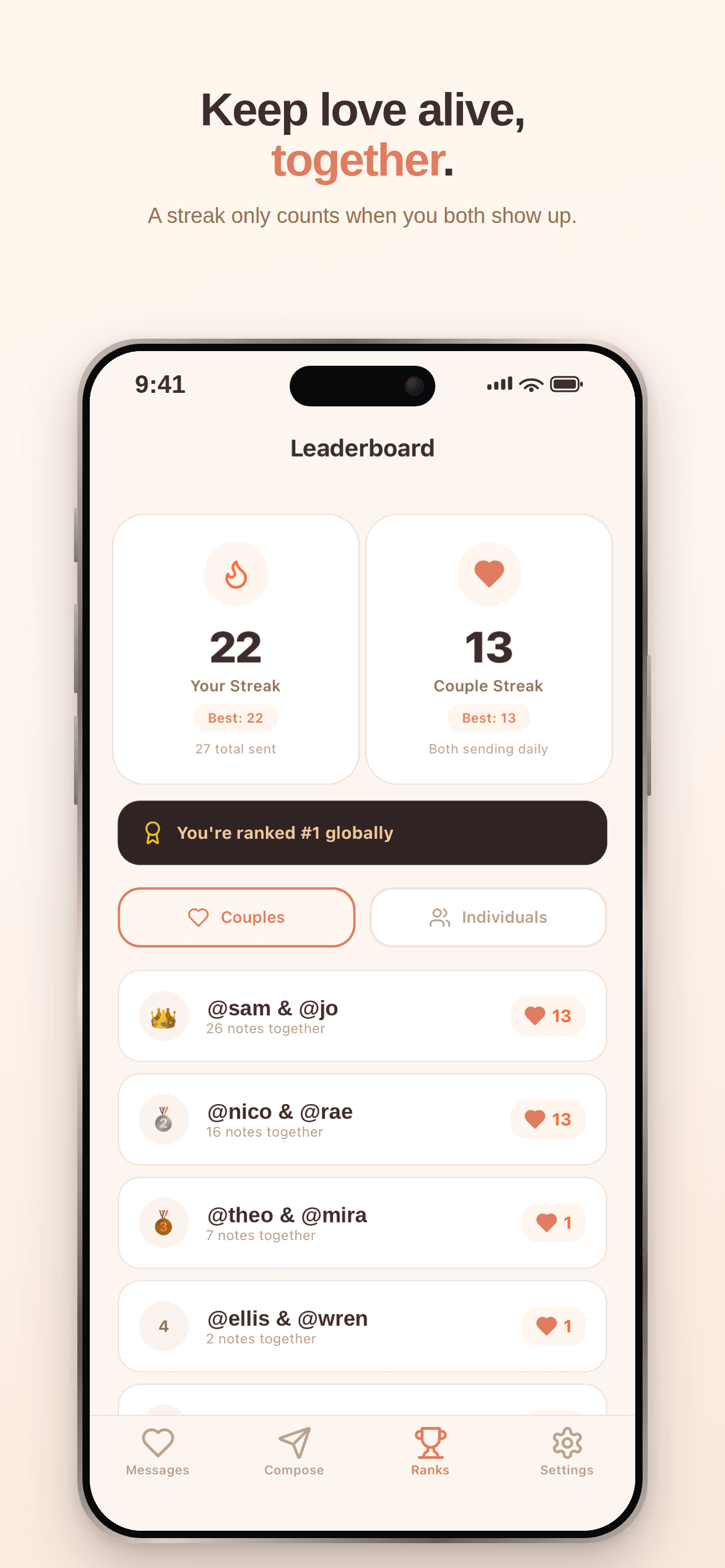 App Store screenshot 6: Keep love alive, together